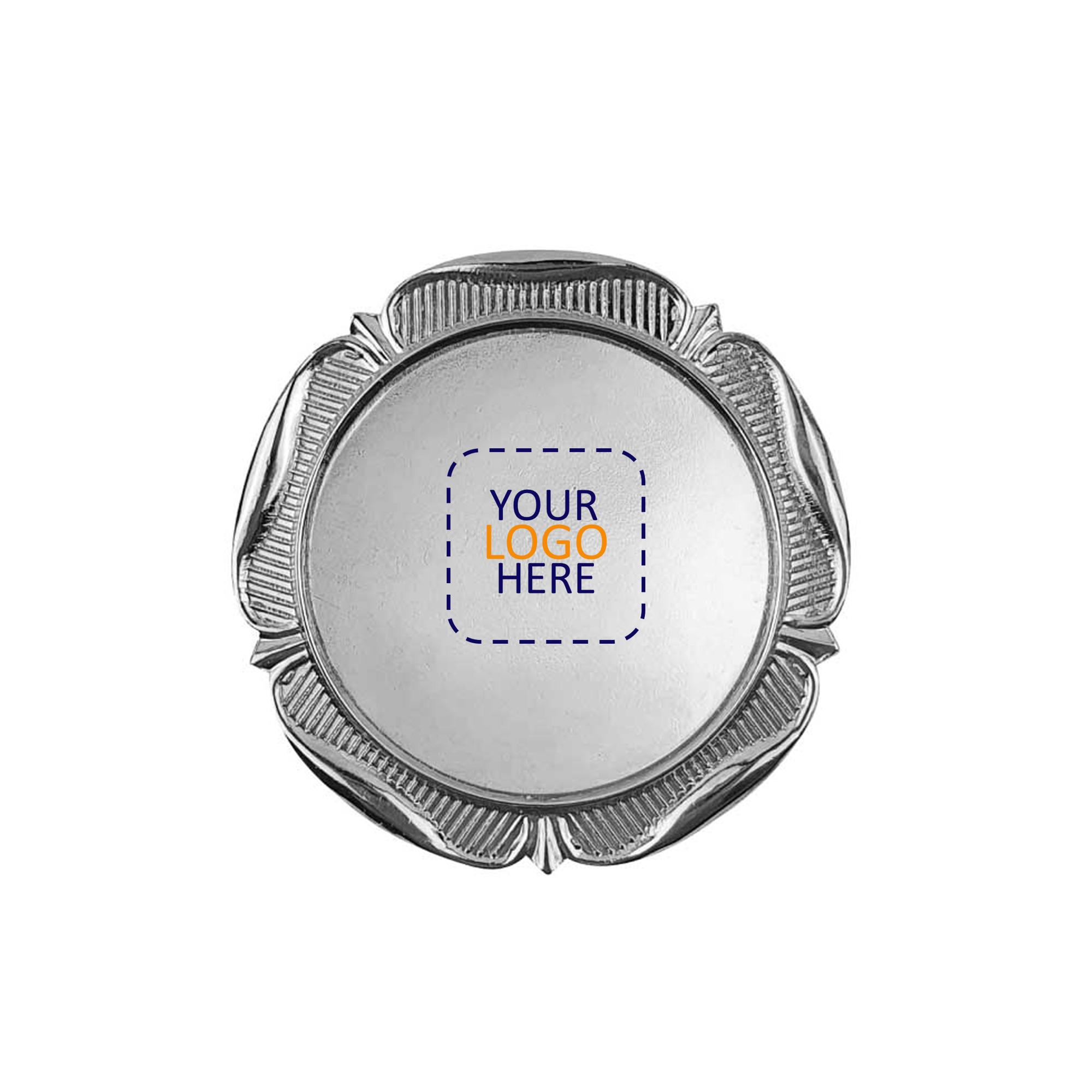 27 mm Silver Round Flower design metal badges with logo